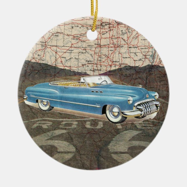 Route 66 Vintage Auto - SRF Ceramic Ornament (Front)