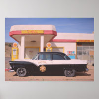 Route 66 Vintage Car Gas Station Photo