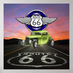Route 66 - Vintage - Classic Car - SRF Poster