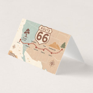 Route 66 Vintage Map with Historic Cities