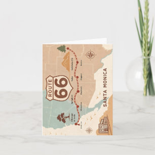 Route 66 Vintage Map with Historic Cities Holiday Card
