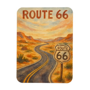 Route 66 Vintage Open Road Retro Desert Magnet