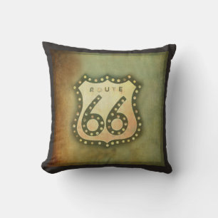 Route 66 vintage sign shabby chic style throw pillow