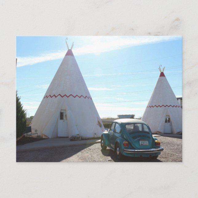 Route 66 Vintage TeePee Motel Postcard (Front)