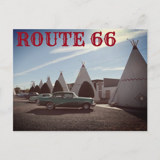 Route 66 Vintage TeePee Motel TRAVEL Postcard (Front)