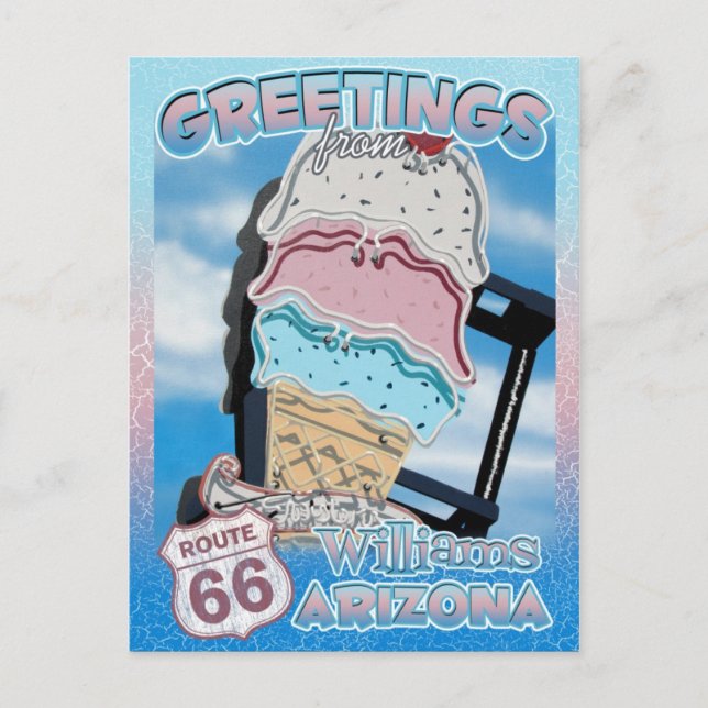 Route 66 Voix de bienvenue Williams Arizona Carte  (Devant)