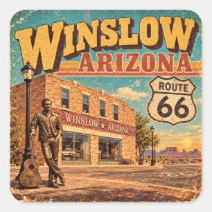 Route 66 Winslow Arizona Vintage Main Street Square Sticker