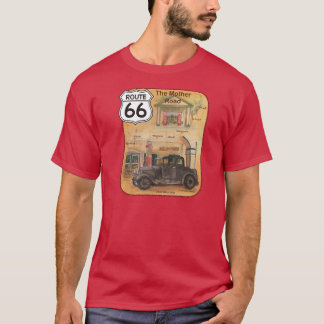 Route 66 with old car and gas stations T-Shirt
