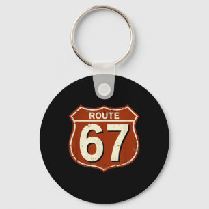 Route 67 Funny Retro Highway Meme Design Keychain