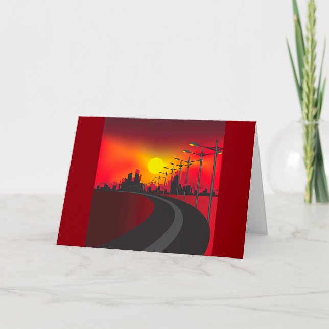 Route Au coucher Du Soleil Cartes De Voeux (Créateur téléchargé)