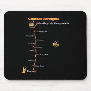 Route Caminho Português De Santiago Stages Camino Mouse Pad