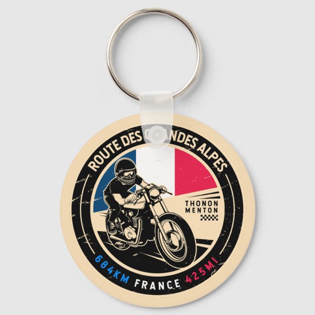 Route des Grandes Alpes | France | Motorcycle Keychain (Front)
