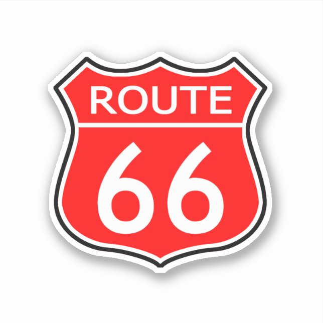 Route d'État 66 Autocollant de voyage Rouge (Devant)