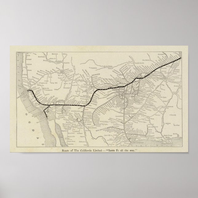 Route of the California Limited Poster (Front)