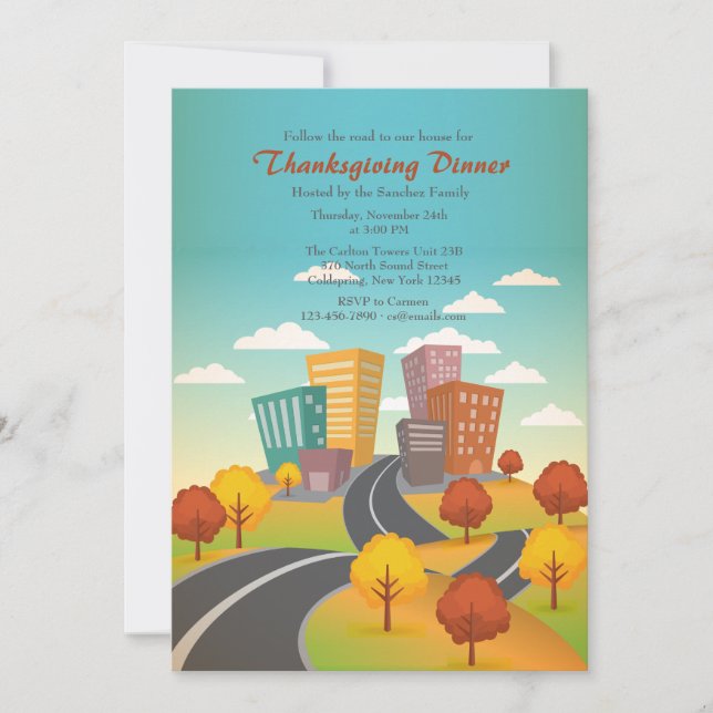 Route Pour La Ville Invitation De Thanksgiving (Devant)