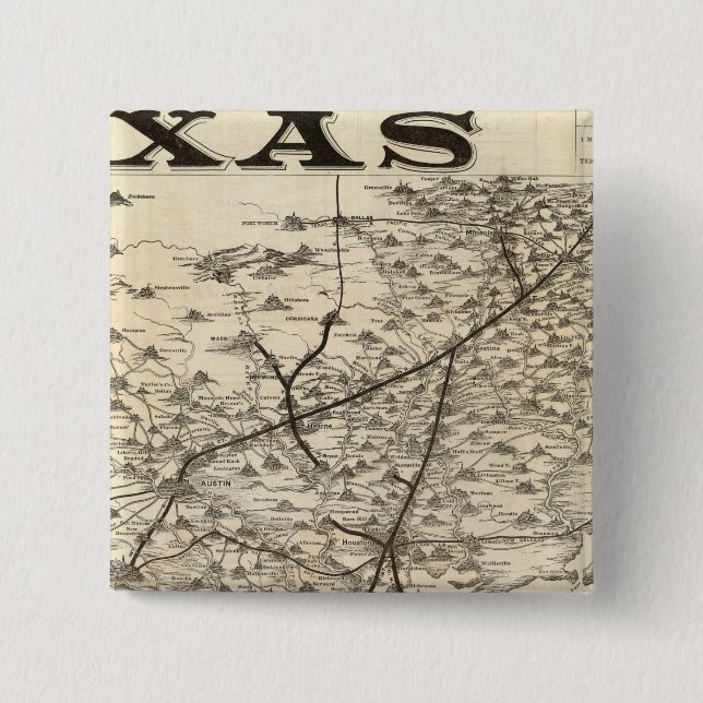 Route to Texas 2 Inch Square Button (Front)