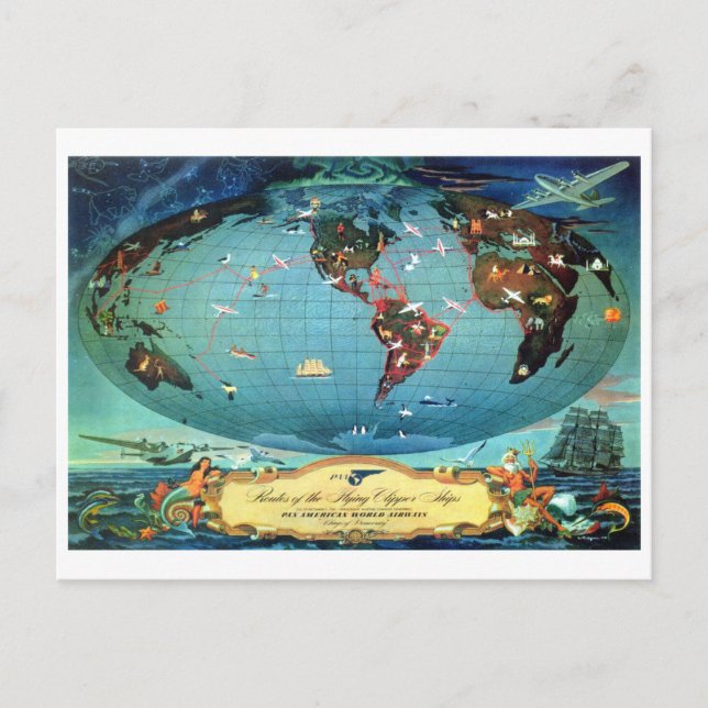 Route vintage Carte du monde Voyage (Devant)