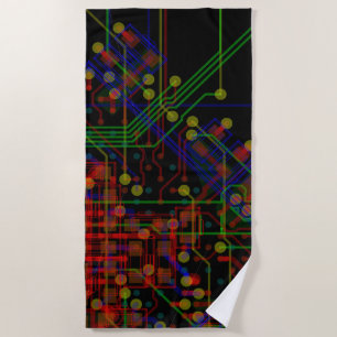 Routing Process Colourful Abstract Modern Cool Beach Towel