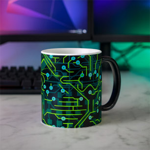 Routing Process Green Black Abstract Modern Cool  Magic Mug