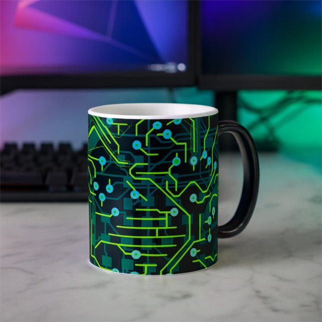 Routing Process Green Black Abstract Modern Cool  Magic Mug (Creator Uploaded)