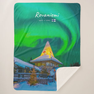 Rovaniemi, Finland - Magic Aurora Sherpa Blanket