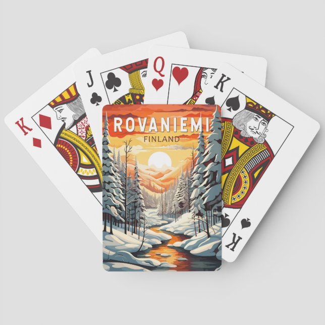 Rovaniemi Finland Travel Art Vintage Playing Cards (Back)