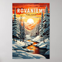Rovaniemi Finland Travel Art Vintage