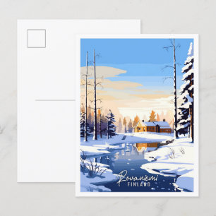 Rovaniemi Finland vintage travel illustration Postcard