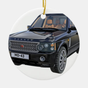 Rover Car in Black Ceramic Ornament