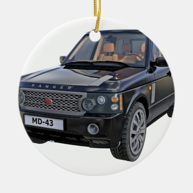 Rover Car in Black Ceramic Ornament (Front)