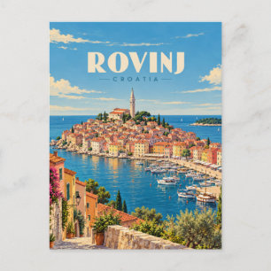 Rovinj Croatia Vintage Travel Art Postcard