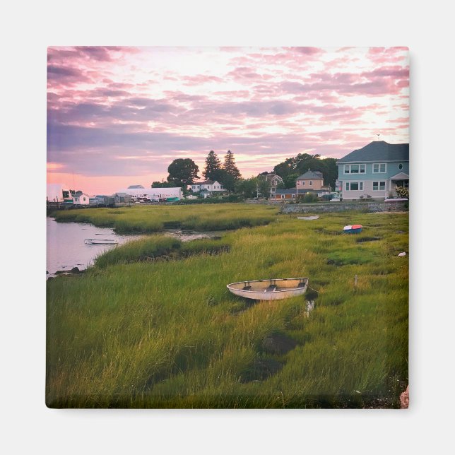 Row Boat in Grass Landscape Photo  Magnet (Front)
