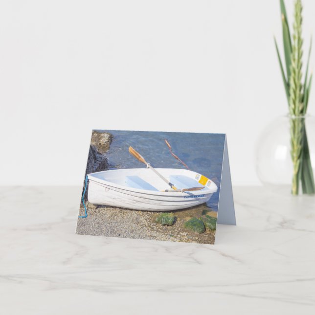 Row Boat with Two Oars on the water Blank Card (Front)