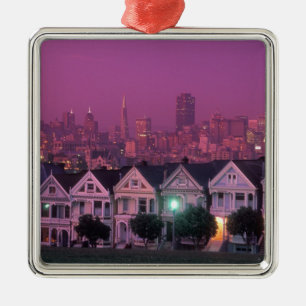 Row houses at sunset in San Francisco, Metal Ornament