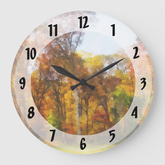 Row of Autumn Trees Large Clock (Front)