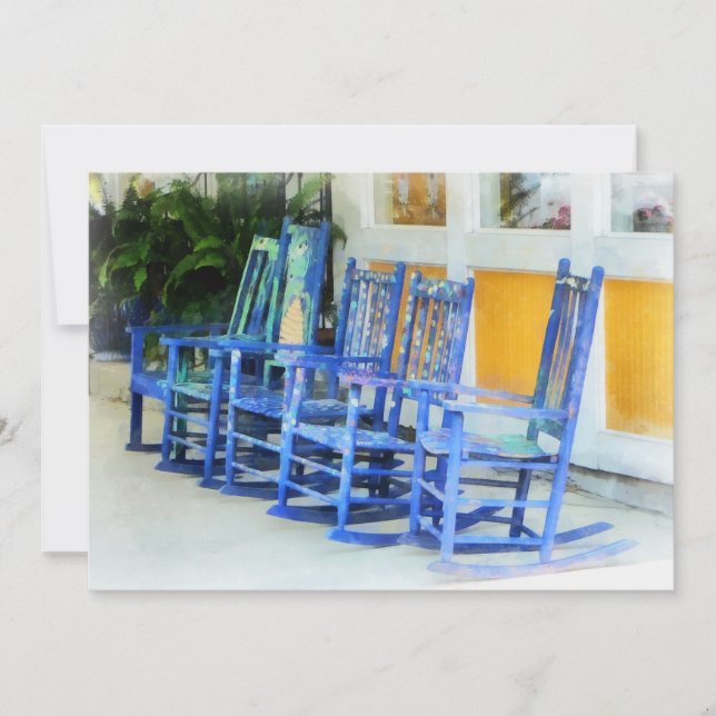 Row of Blue Rocking Chairs (Front)