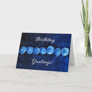 Row of Blue Roses Art Birthday Card