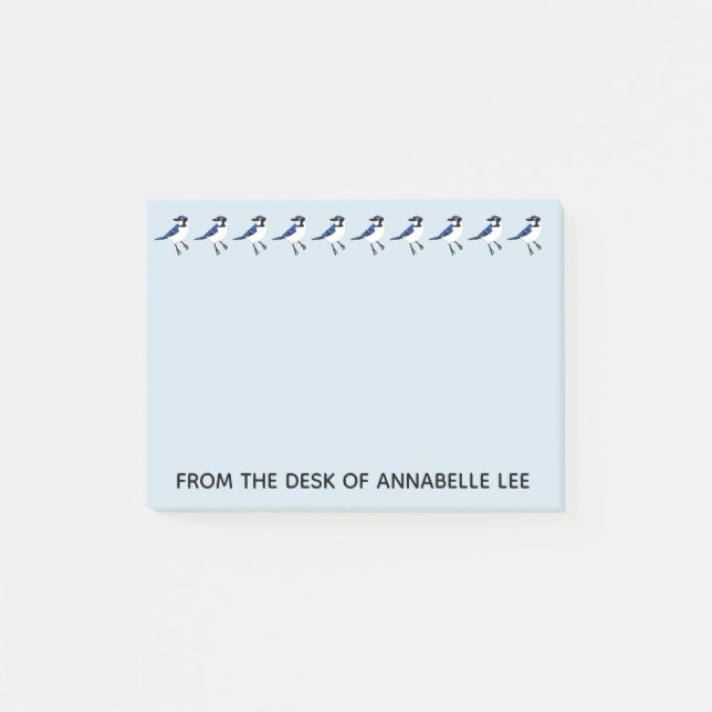 Row of Bluejays Personalize Post-it Notes (Front)