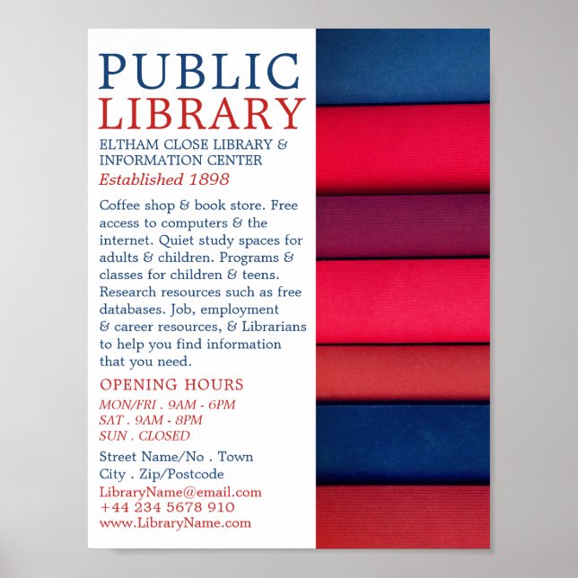 Row of Books, Library Advertising Poster (Front)