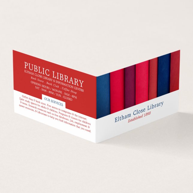 Row of Books, Library, Librarian Detailed Business Card (Outside)