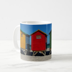 Row of Brightly Colored Beach Huts Coffee Mug