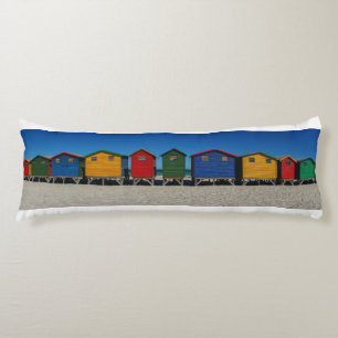 Row of Brightly Coloured Beach Huts Body Pillow