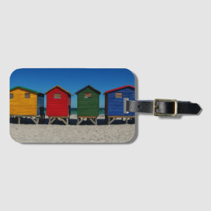 Row of Brightly Coloured Beach Huts Luggage Tag