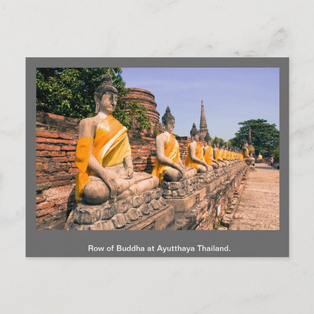 Row of Buddha at Ayutthaya Thailand. Postcard (Front)
