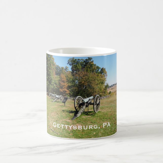 Row of cannons on the Gettysburg Battlefield Coffee Mug (Center)