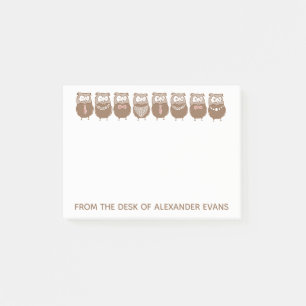 Row of Coffee-Coloured Owls Post-it Notes