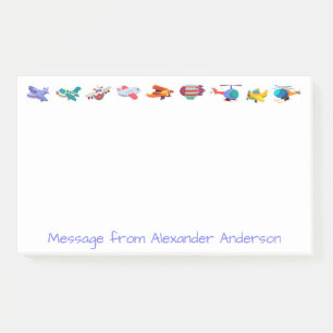 Row of Colourful Airplanes Personalize Notes