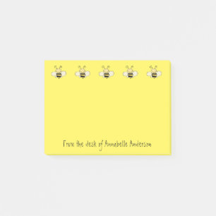 Row of Cute Cartoon Bees Personalize Post-it Notes