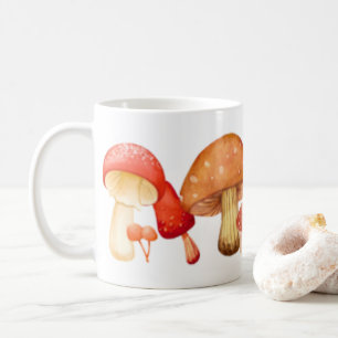 Row of Cute Mushroom Fungi Lover Mycology  Coffee Mug
