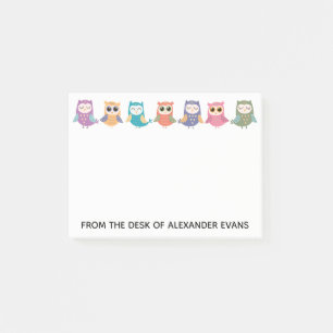 Row of Cute Pastel Owls Post-it Notes